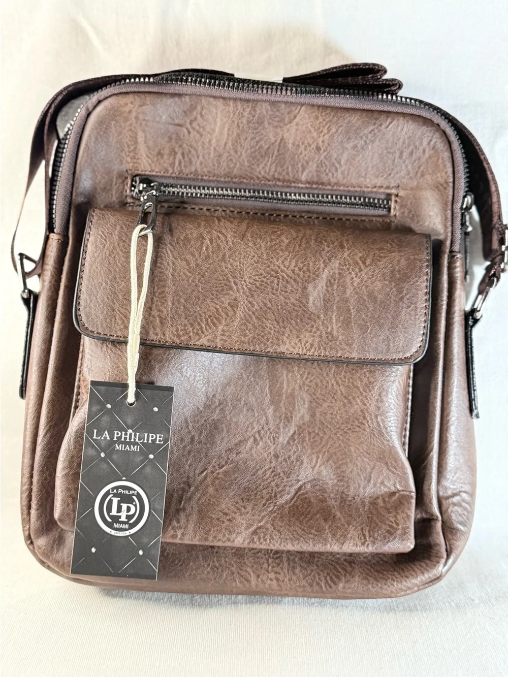 Brown Leather Crossbody Bag for Men or Women